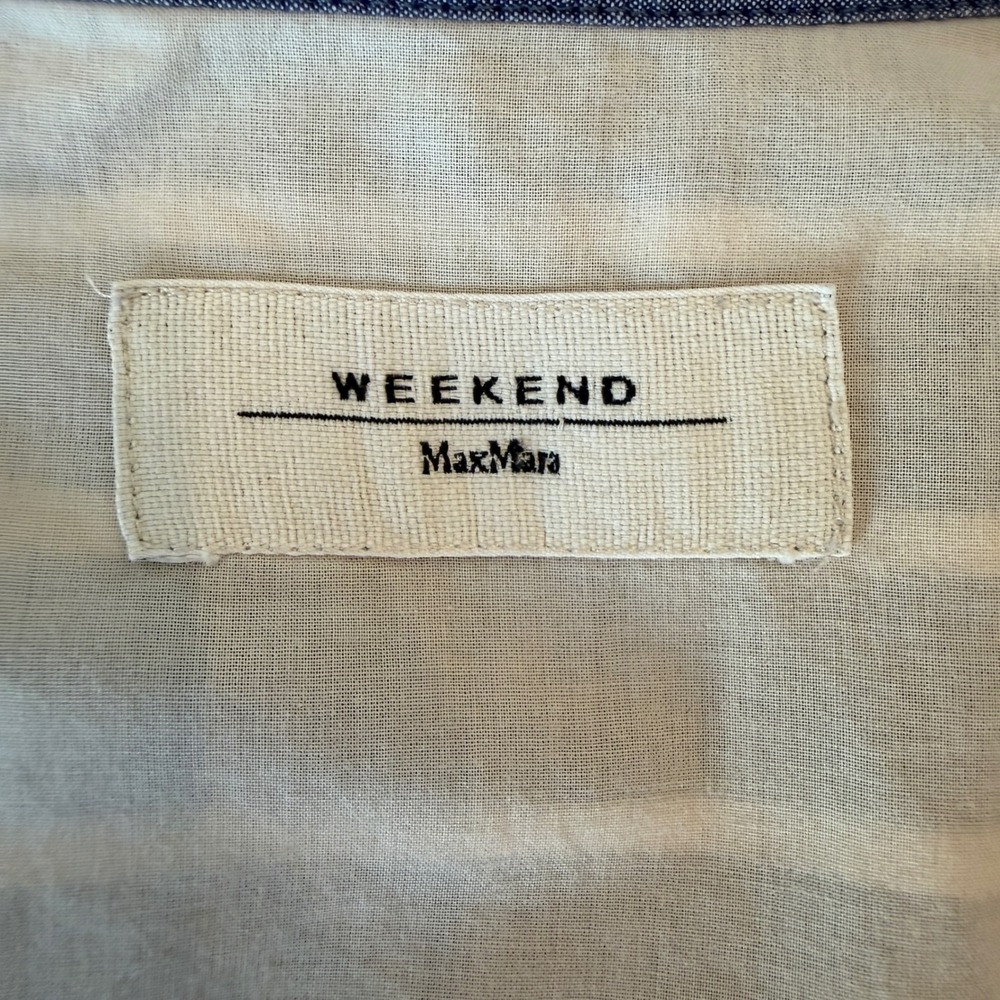 Weekend Max Mara Libano Shirt Blue White Stripe Oversized Cotton Button Down - Picture 3 of 9
